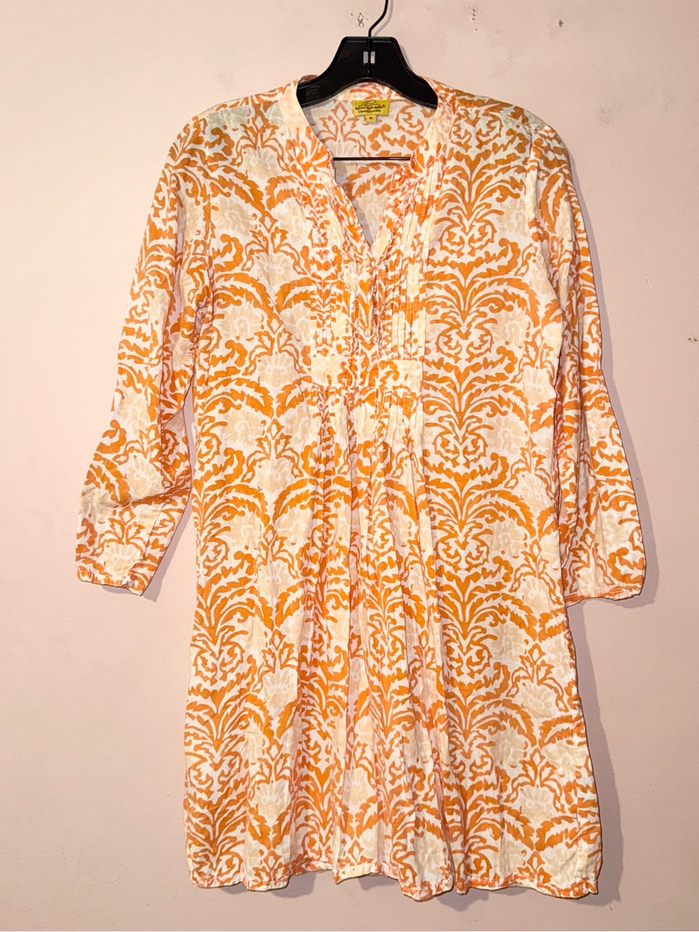 Roberta Roller Rabbit Damask Orange 100% Cotton Mini Dress Size S